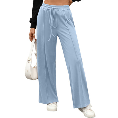 Women's High Waist Wide Leg Drawstring Pants Pockets