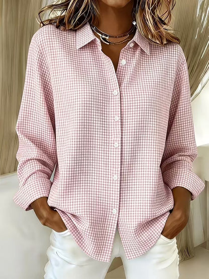 Women's Gingham Long Sleeve Button Down Shirt