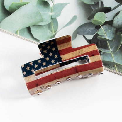 4th of July American Flag Hair Claw Clip USA Style