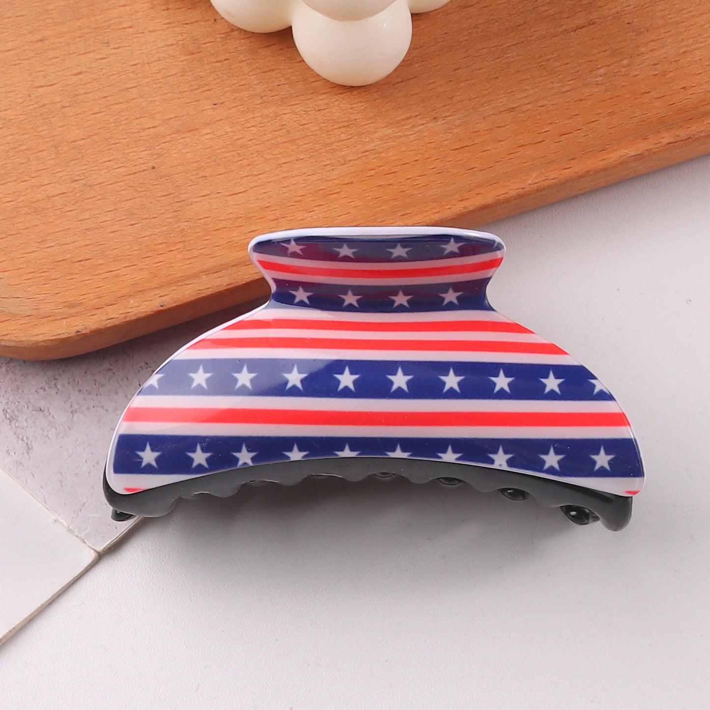 4th of July Stripe Hair Claw Clip Patriotic USA