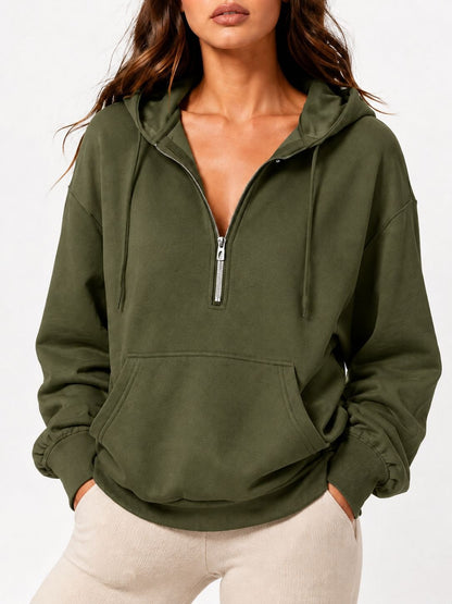 Women's Oversized Half Zip Hoodie Pullover Sweatshirt