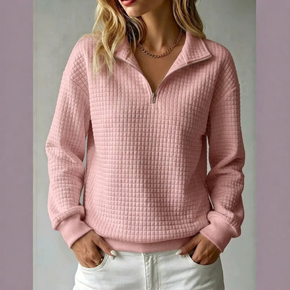 Women's Oversized Waffle Half Zip Pullover Sweatshirt