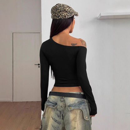 Sexy One Shoulder Long Sleeve Crop Top Going Out