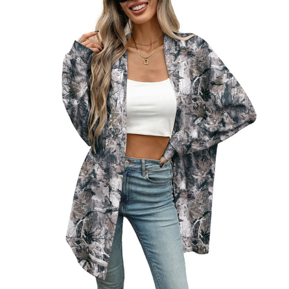 Women's Oversized Open Front Printed Cardigan