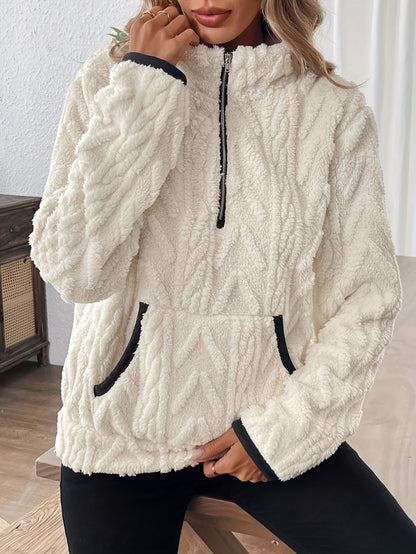 Women's Sherpa Half Zip Pullover Fleece Pocket