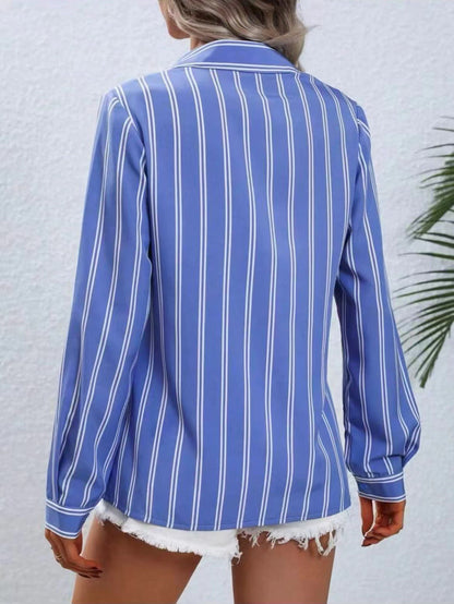 Women's Striped Long Sleeve Business Casual Shirt