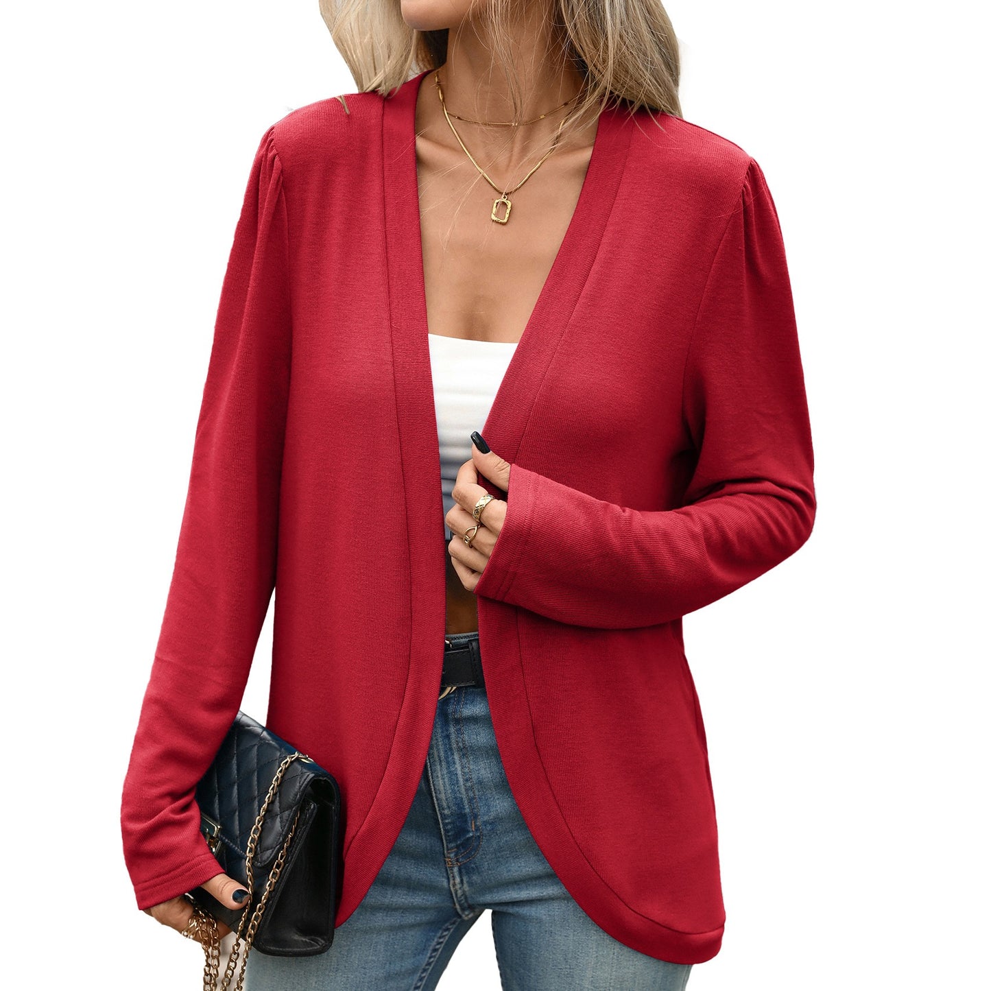 Women's Open Front Long Sleeve Knit Cardigan