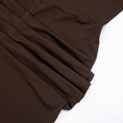 Women's Mock Neck Sleeveless Ruched Bodycon Maxi Dress
