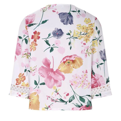 Women's Floral Lace V-Neck Bell Sleeve Boho Summer Blouse