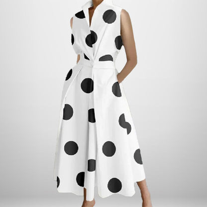 Women's Plus Size V-Neck Printed A-Line Midi Dress