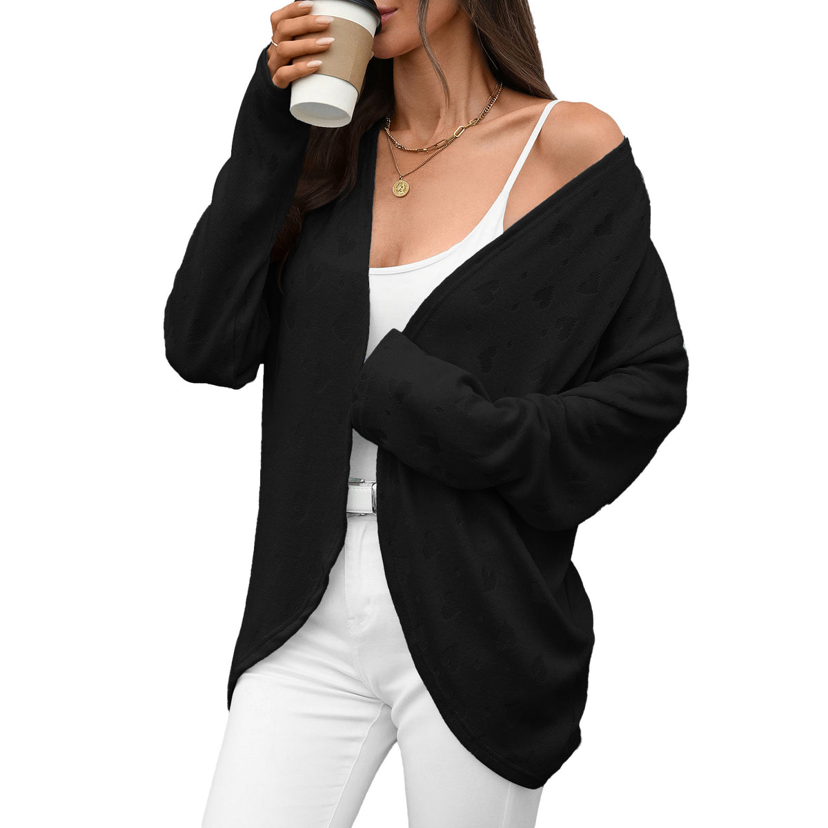Women's Oversized Open Front Long Sleeve Knit Cardigan
