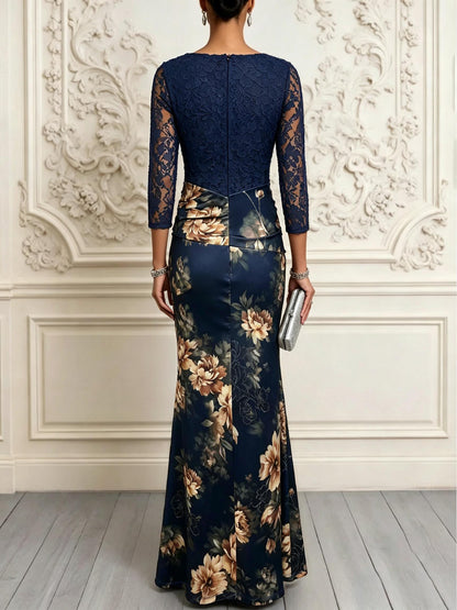 Navy Floral Lace Maxi Dress Wedding Guest