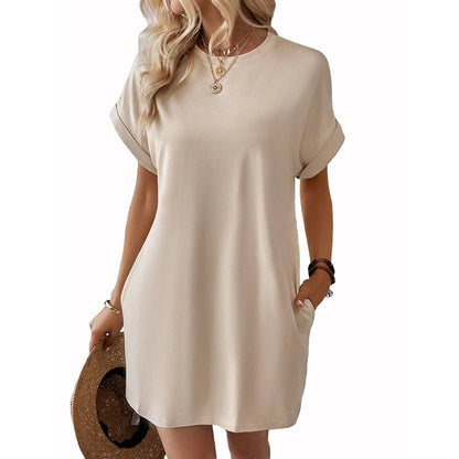 Women’s Relaxed Fit Cotton Pocket T-Shirt Dress Summer