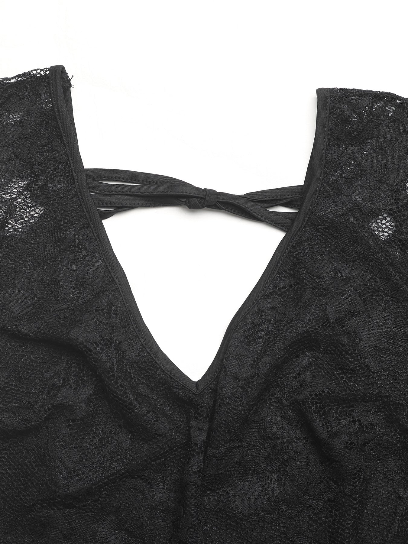 Summer Lace-Back Sheer Tee Slim Sexy Trendy Top