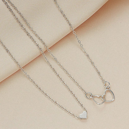 Double Heart Layered Necklace Valentine Jewelry Set