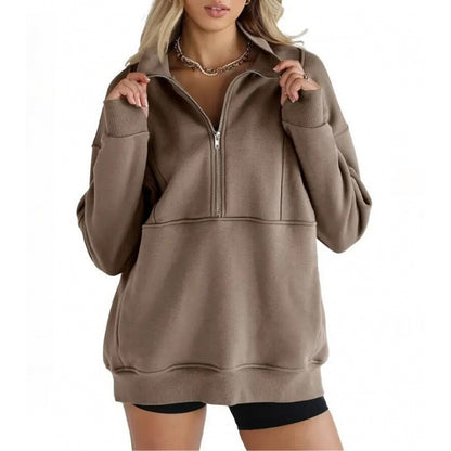 Women's Oversized Half Zip Fleece Pullover Sweatshirt