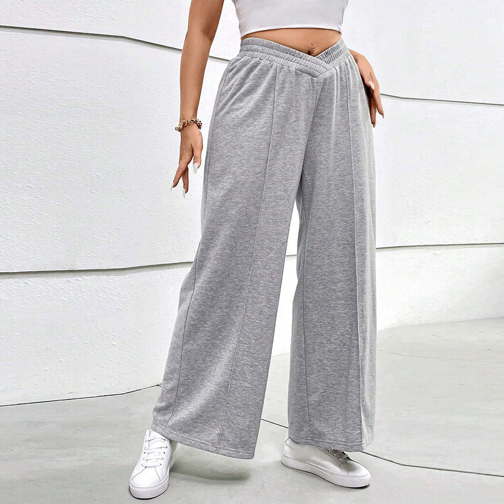 Fashion fall and winter elastic waist sports wide leg pants