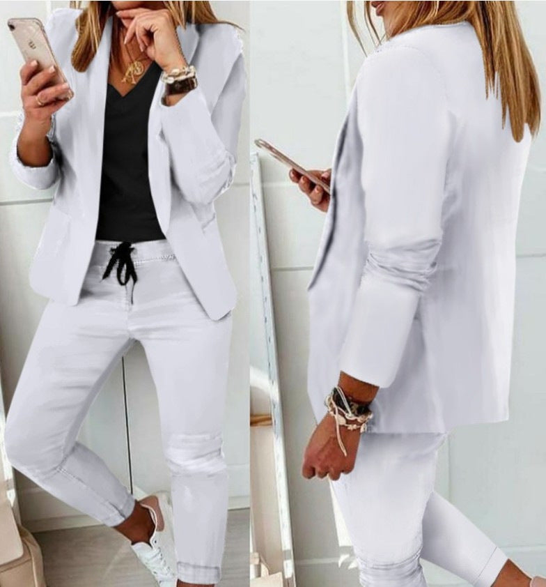 Women Two Piece Blazer Pants Matching Set