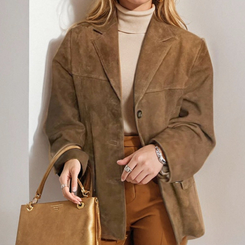 Women's Oversized Vintage Blazer Button Front Jacket