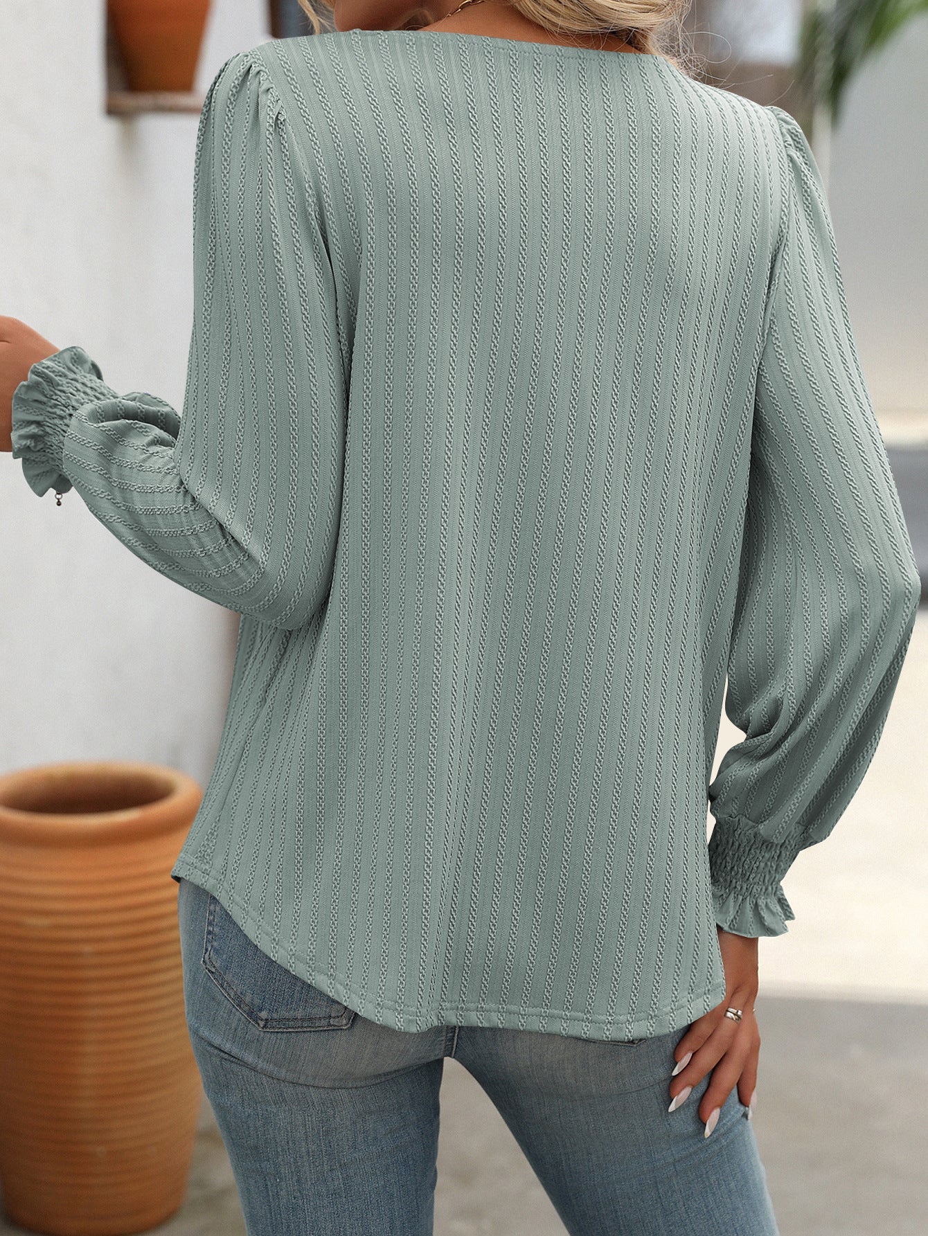 Square Neck Long Sleeve T-Shirt for Women
