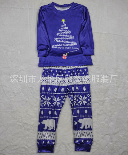 Parent-child Outfit Crew Neck Long-sleeved Suit Printed Christmas Pajamas