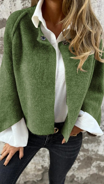 Women's Oversized Cropped Faux Cashmere Cardigan