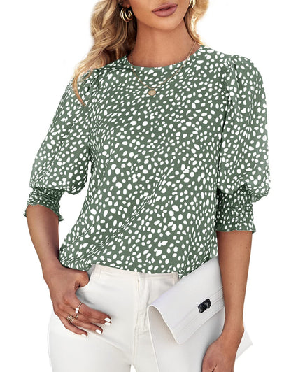 Loose Fit Printed Chiffon Short Sleeve Round Neck Shirt