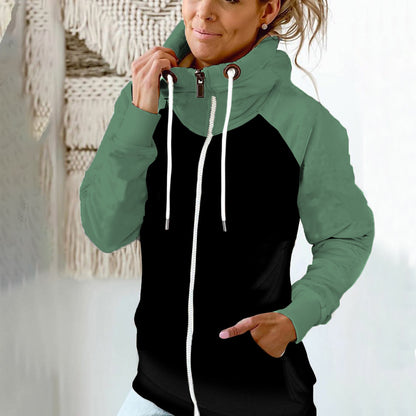 Women's Colorblock Fleece Zip Hoodie Oversized Plus Size