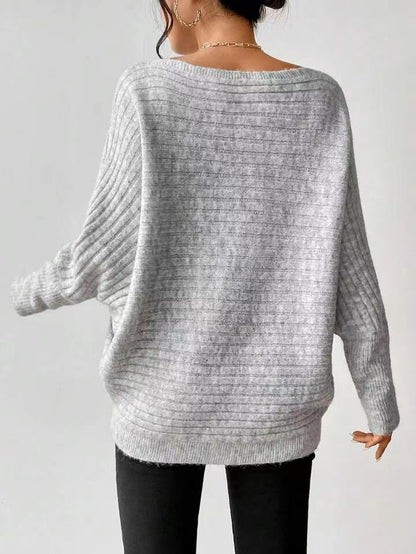 Women's Cozy Oversized Batwing Boat Neck Sweater