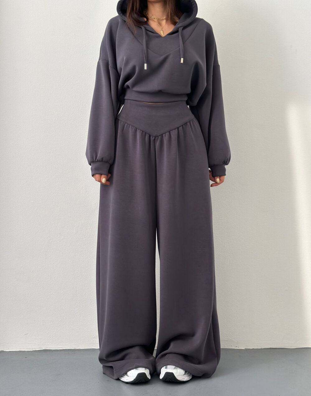 Women's V Neck Hoodie Wide Leg Sweatpants Lounge Set