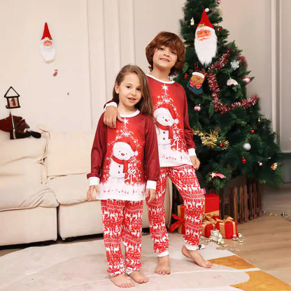 Cartoon Snowman Deer Parent-child Dress Printed Loungewear Christmas Pajamas