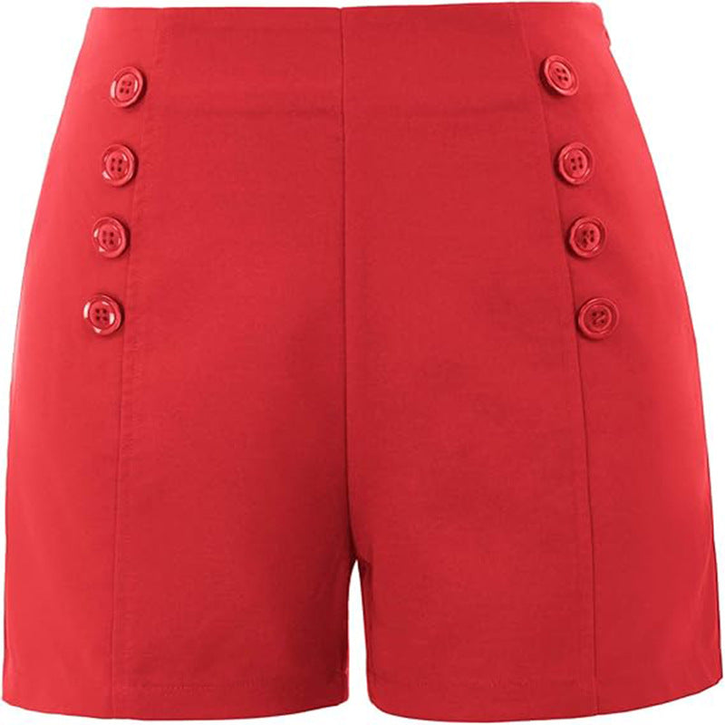 Women's High-Waisted Button Shorts – Elegant Slim Fit Summer Shorts