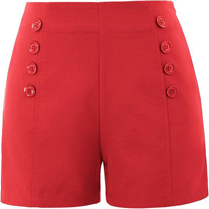 Women's High-Waisted Button Shorts – Elegant Slim Fit Summer Shorts