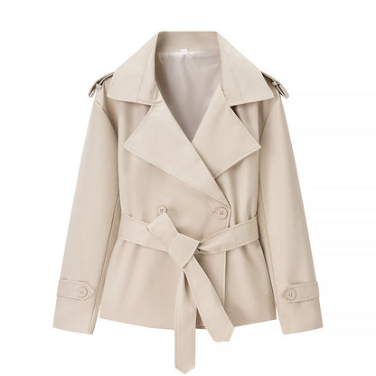 Women's Belted Cropped Lapel Jacket Blazer