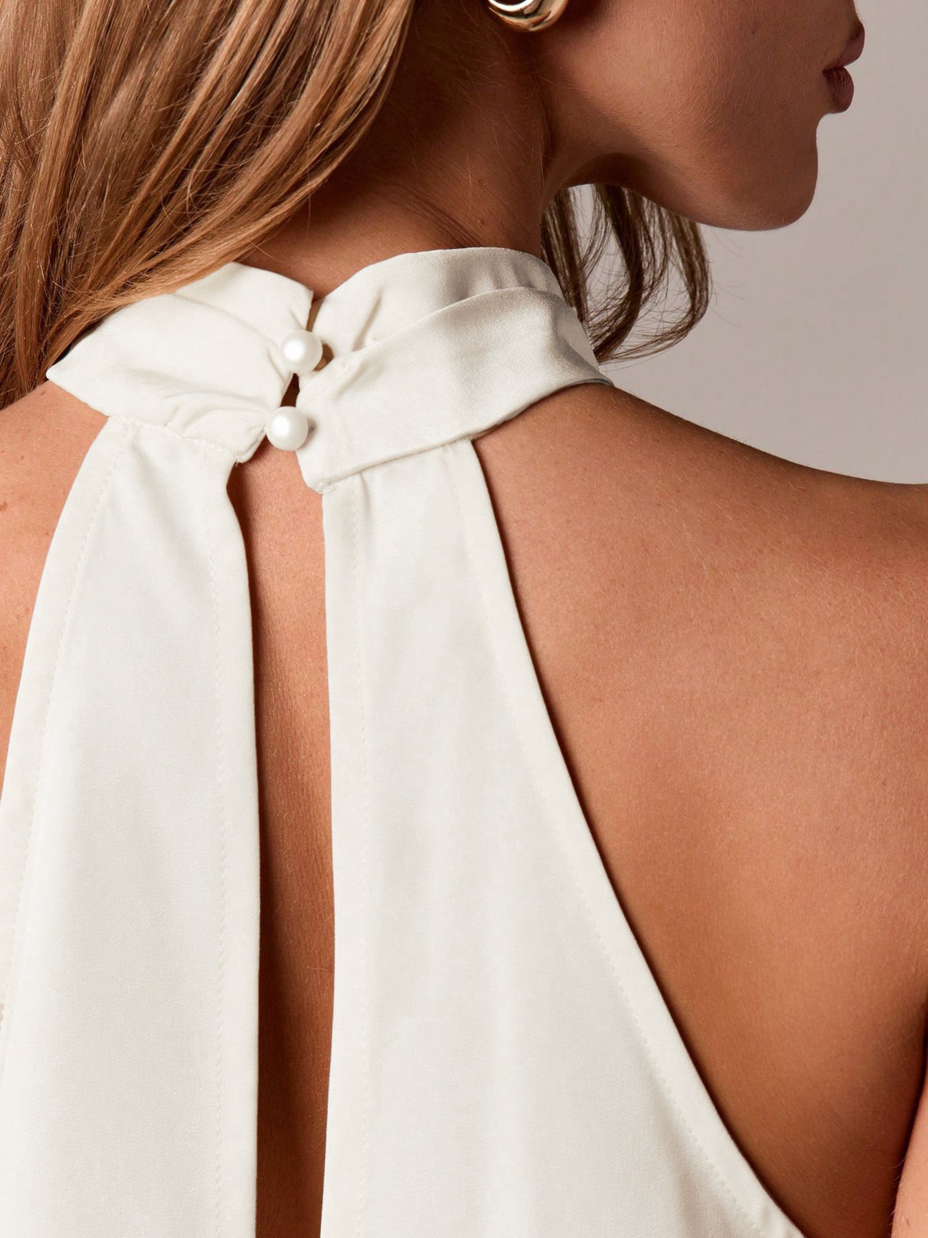 Satin Lace Trim Halter Tank Sleeveless Summer Top