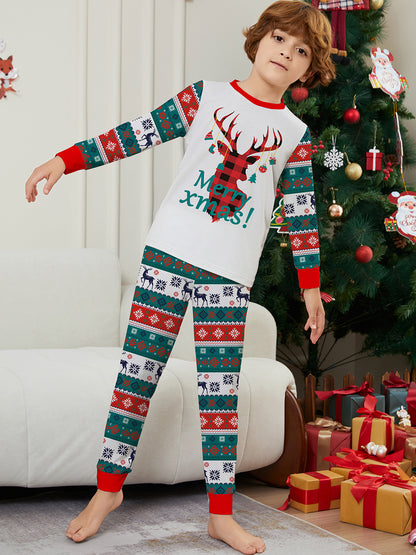 Snowflake Letter Striped Parent-child Dress Printed Christmas Pajamas