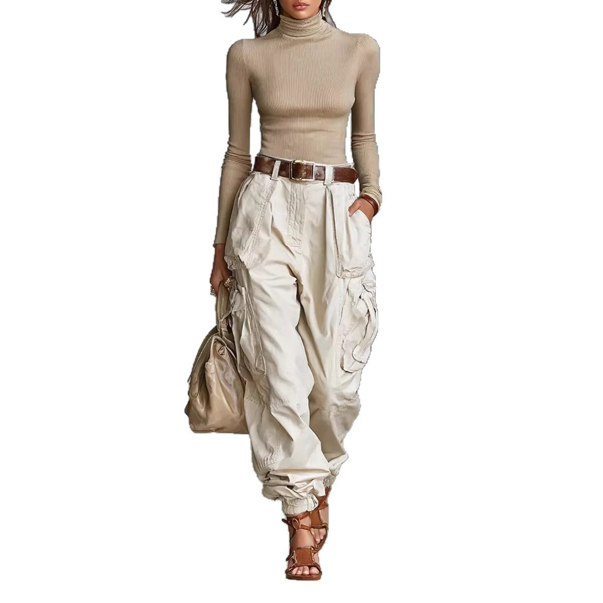 Women's Baggy Cargo Pants High Waisted Wide Leg Pockets