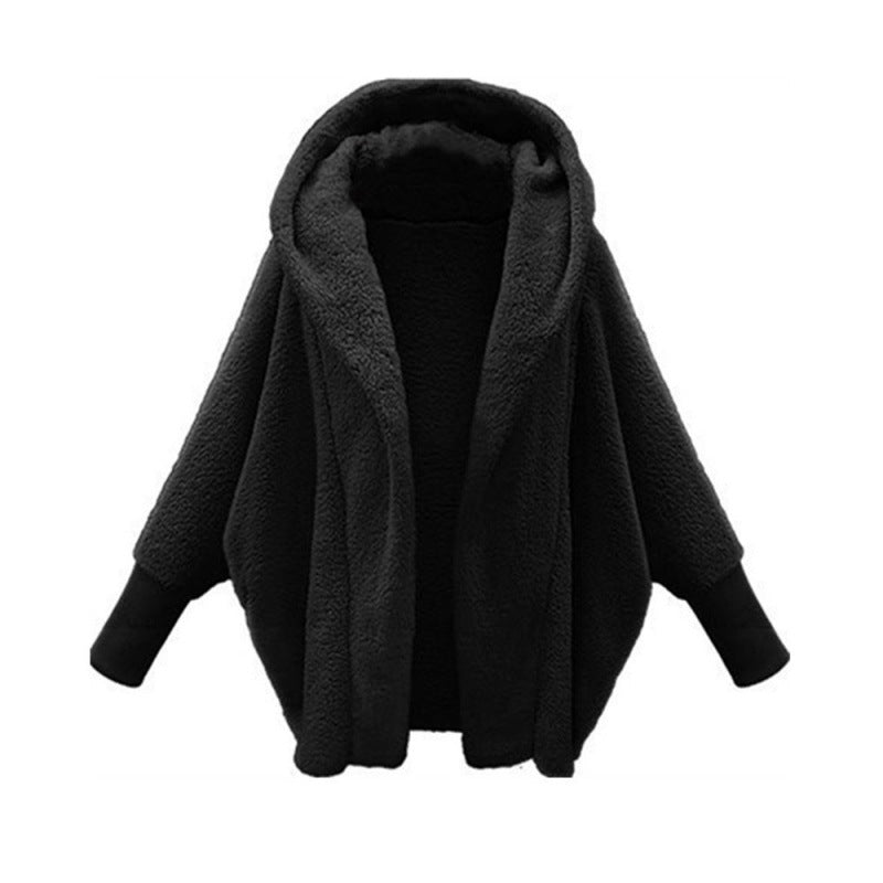 Faux Fur Hooded Jacket Oversized Plush Long Sleeve Coat