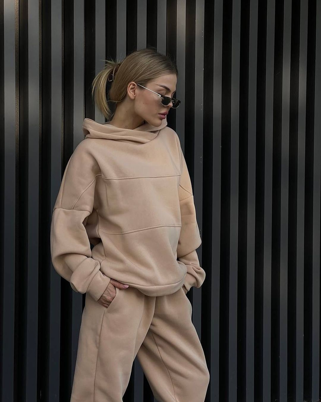 Women's Oversized Patchwork Hoodie & Pants Lounge Set