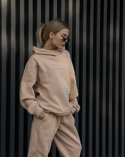 Women's Oversized Patchwork Hoodie & Pants Lounge Set