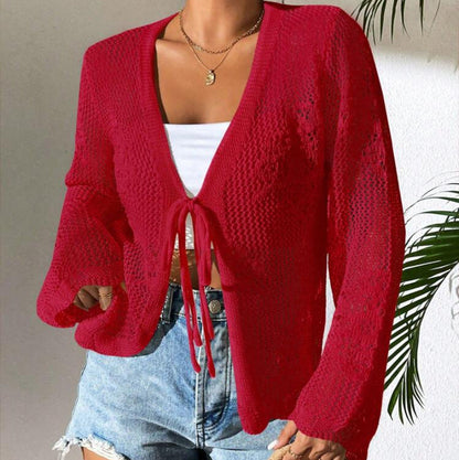 Women Crochet Knit Cardigan Boho Hollow Out Beach Cover Up