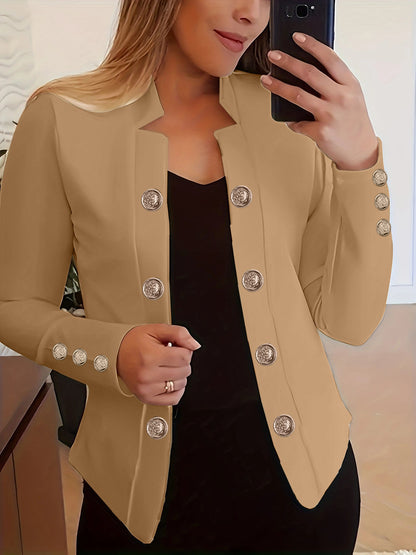 Women's Blazer Button Cuff Long Sleeve Jacket