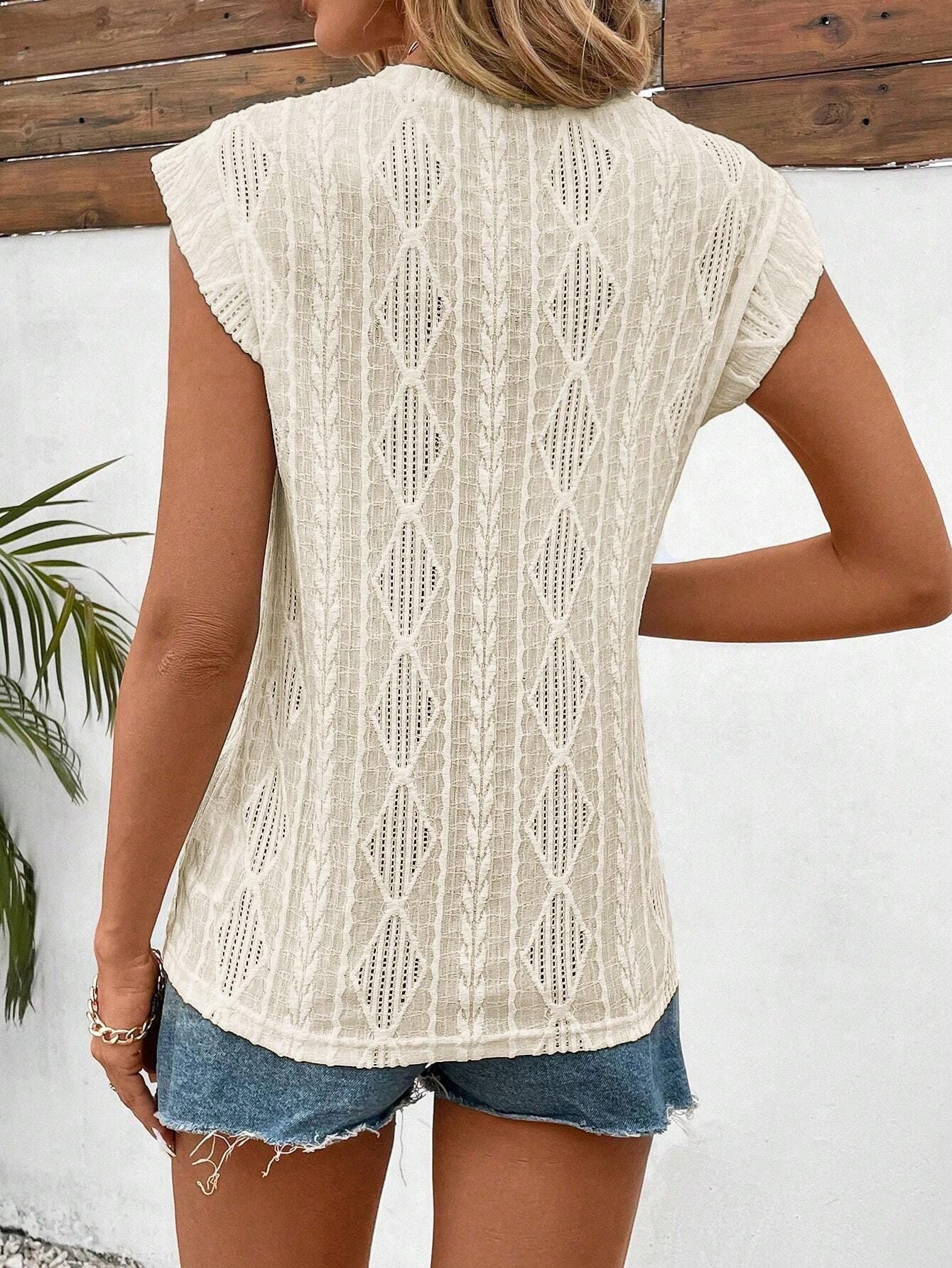 Women's Jacquard Sleeveless Top – Casual Summer Tank Blouse