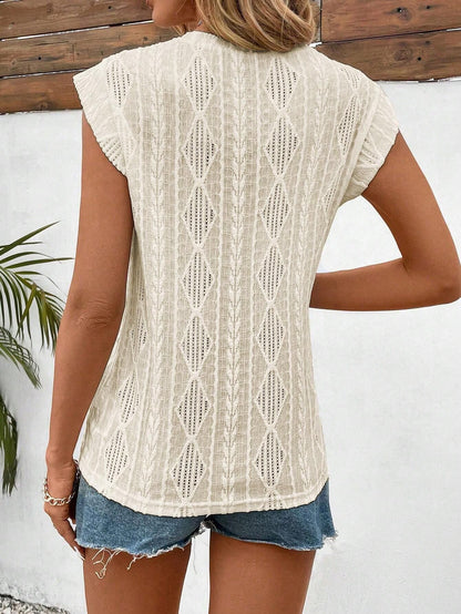 Women's Jacquard Sleeveless Top – Casual Summer Tank Blouse