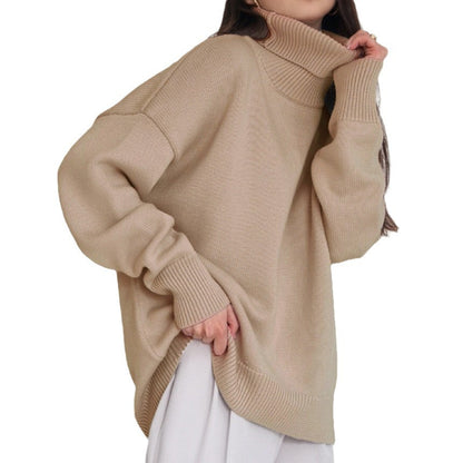 Women's Oversized Turtleneck Sweater Casual Knit Pullover