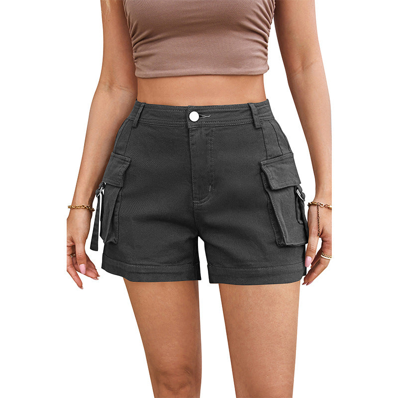 Women's High-Waisted Utility Cargo Shorts with Pockets – Trendy Summer Streetwear