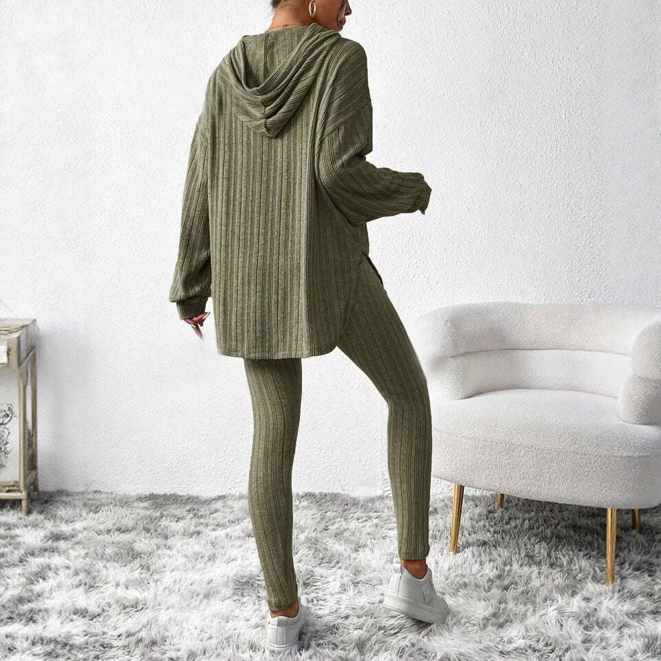 Women's Oversized Ribbed Hoodie Lounge Pants Set
