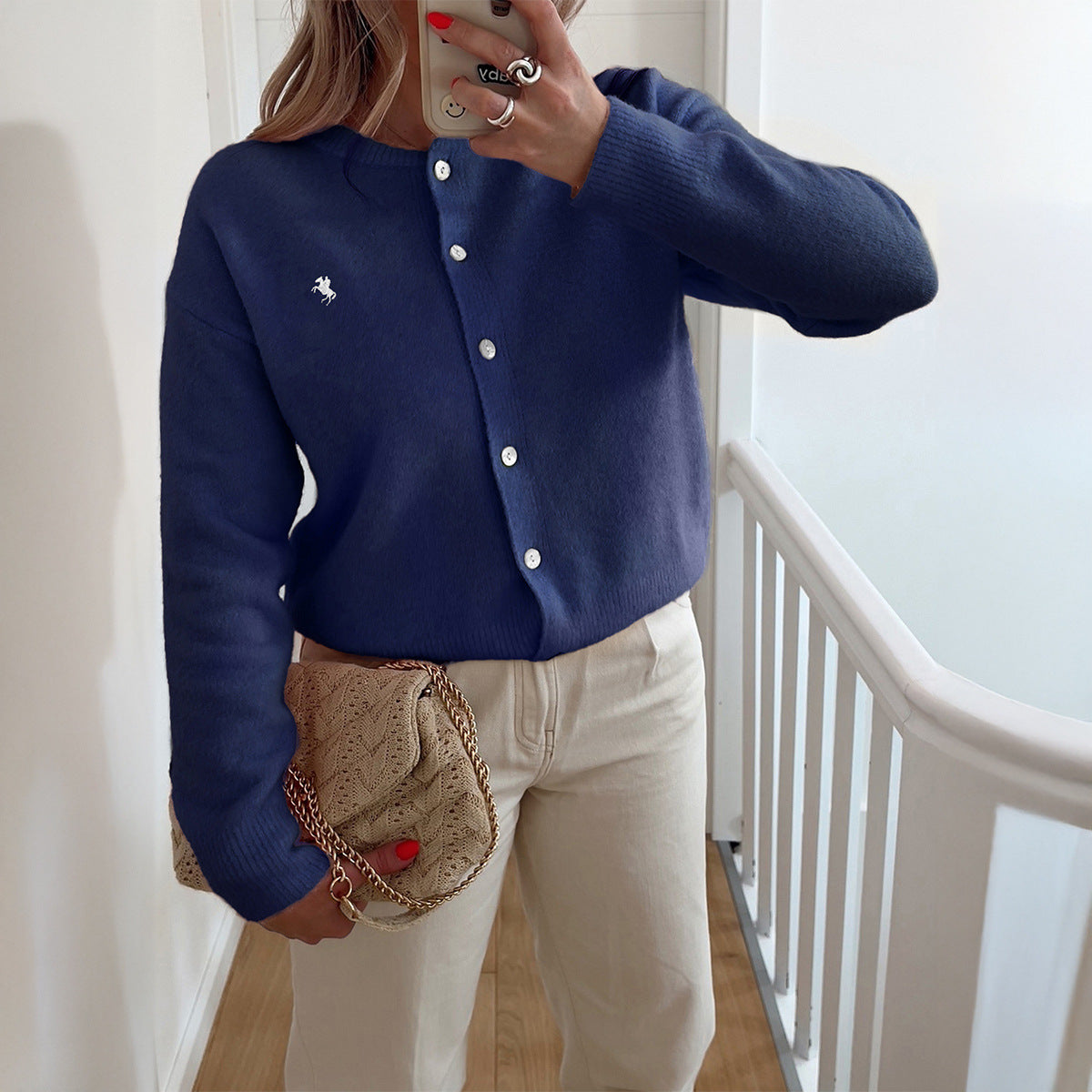 Casual Button Front Long Sleeve Knit Cardigan Sweater