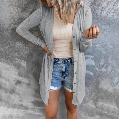Women's Lightweight Long Sleeve Button Down Solid Cardigan