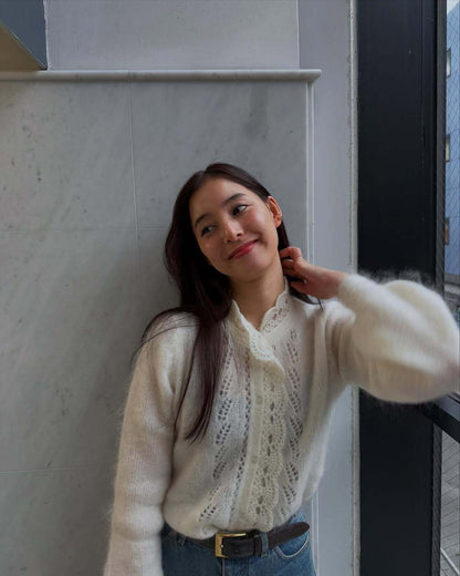 Crochet Lace Button Front Knit Cardigan
